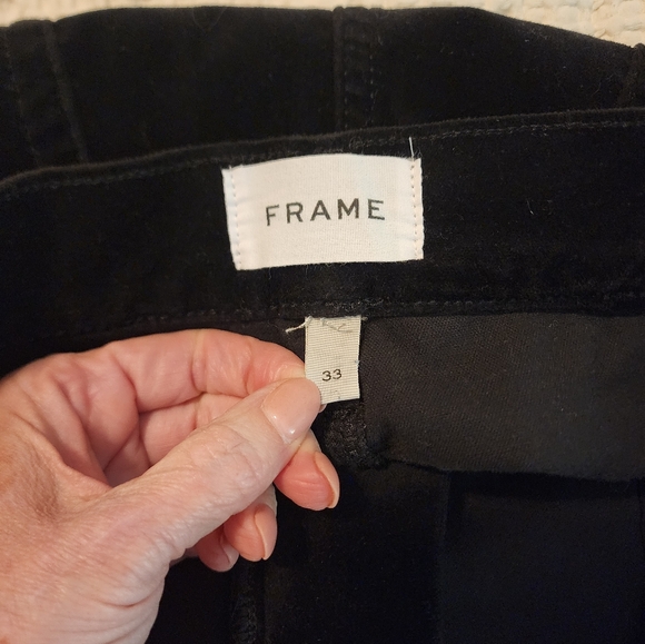 Frame NWT Women's Black Velvet Le Palazzo Crop Flared Pants Size 33 Goth $498 - Picture 6 of 12